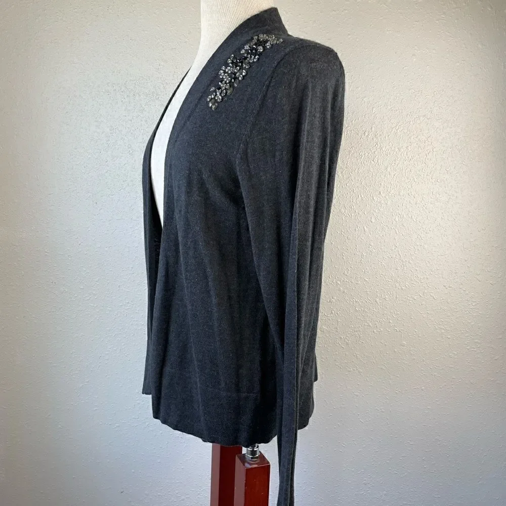 Gap Gray Silk Blend Cardigan Sweater Size L EUC